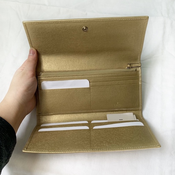 NWT Authentic Gucci Leather Trifold Long Wallet - Picture 6 of 8